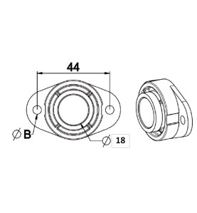 Coussinet palier Diamètre 18-Entraxe 44 B131ARoulement et SupportSIMU-ACCESSOIRES