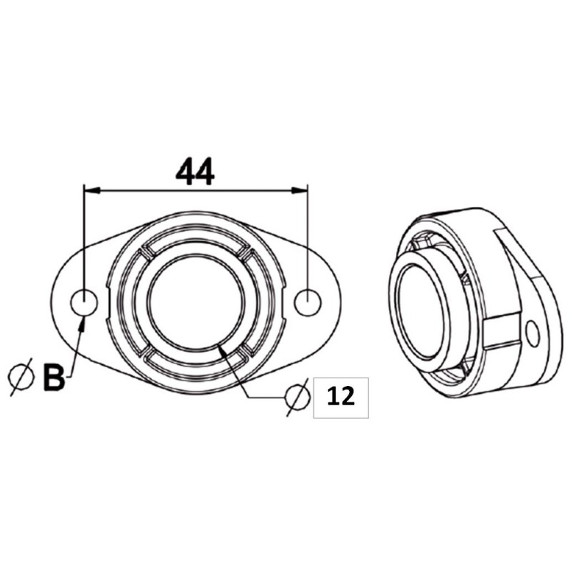 Coussinet palier Diamètre 12-Entraxe 44 B131DRoulement et SupportSIMU-ACCESSOIRES