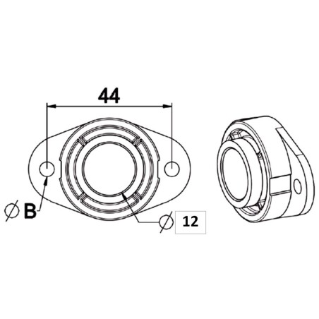 Coussinet palier Diamètre 12-Entraxe 44