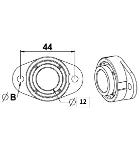 Coussinet palier Diamètre 12-Entraxe 44 B131DRoulement et SupportSIMU-ACCESSOIRES