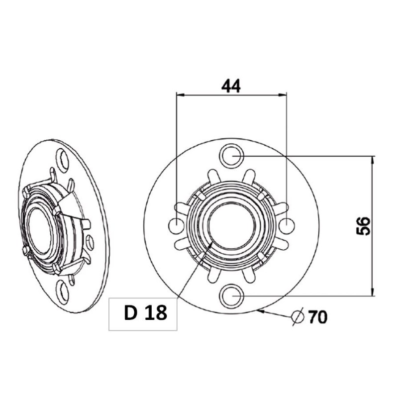 Support + Roulement à billes 36/18 mm. B751B1Roulement et SupportZURFLUH-FELLER