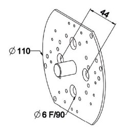 Plaque avec pivot male D12 mm