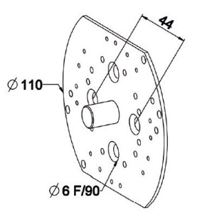 Plaque avec pivot male D12 mm C523ARoulement et SupportZURFLUH-FELLER