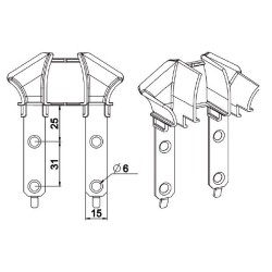 Paire de tulipes TRADI-TUNNEL-Grise pour lame de 14 mm