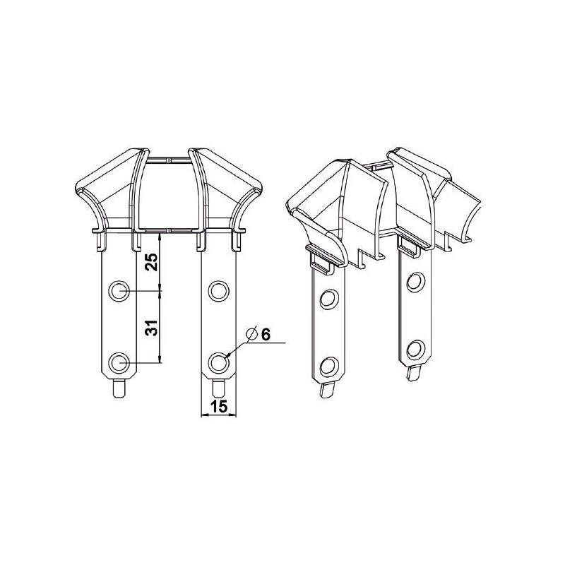 Paire de tulipes TRADI-TUNNEL-Grise pour lame de 14 mm H364Lame de 14 mmZURFLUH-FELLER