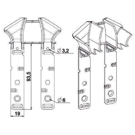 Paire de tulipes TRADI-TUNNEL-Blanche pour lame de 8 mm