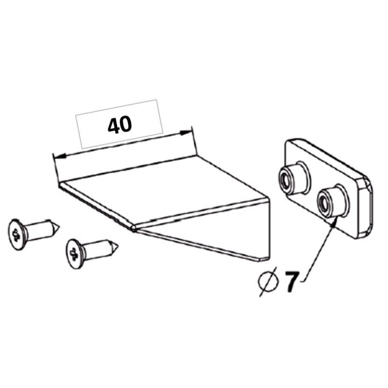 Butée Équerre 40 mm + Contre plaque + Vis BLANCHE H147Accessoires lame finaleZURFLUH-FELLER