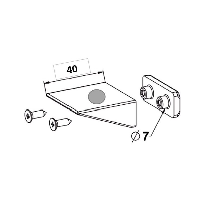 Butée Équerre 40 mm + Contre plaque + Vis GRISE H152Accessoires lame finaleZURFLUH-FELLER