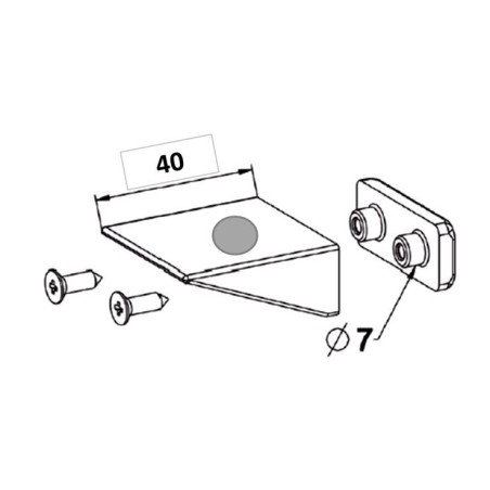 Butée Équerre 40 mm + Contre plaque + Vis GRISE H152Accessoires lame finaleZURFLUH-FELLER