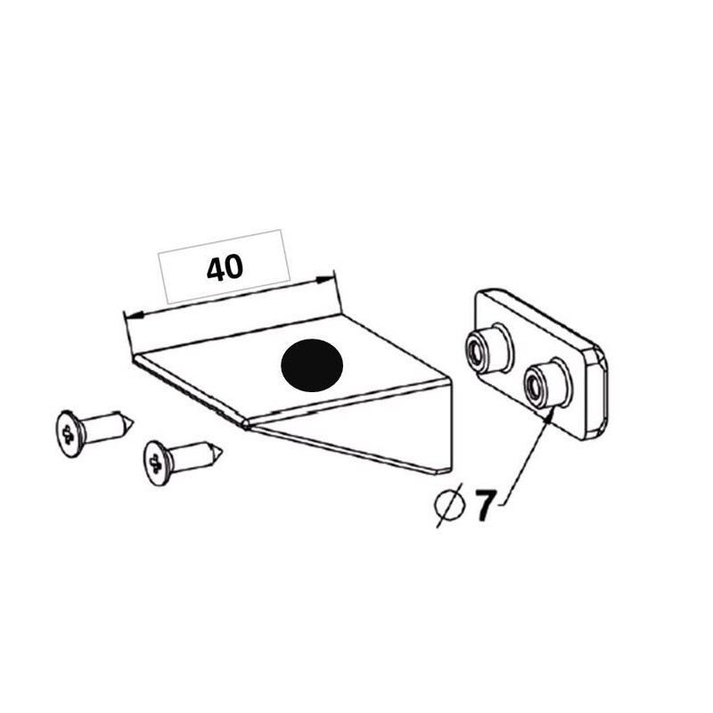 Butée Équerre 40 mm + Contre plaque + Vis NOIRE H151Accessoires lame finaleZURFLUH-FELLER