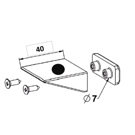 Butée Équerre 40 mm + Contre plaque + Vis NOIRE H151Accessoires lame finaleZURFLUH-FELLER