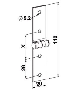 Charnière de projection-ACIER-BLANC 20x110 H439Accessoires lame finaleZURFLUH-FELLER