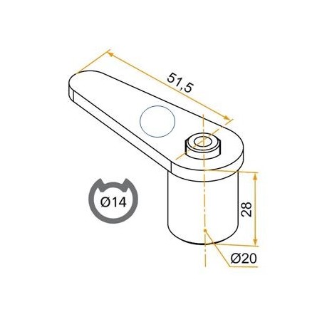 Embout HAUT en alu Espagnolette  BLANC D 14