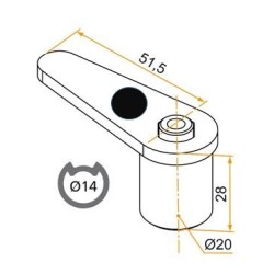 Embout HAUT en alu Espagnolette NOIR D 14
