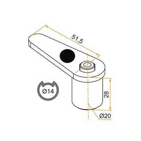 Embout HAUT en alu Espagnolette NOIR D 14