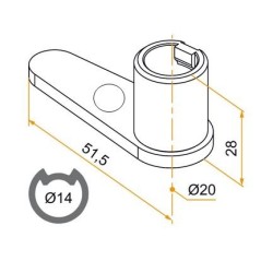Embout BAS en alu Espagnolette BLANC D 14