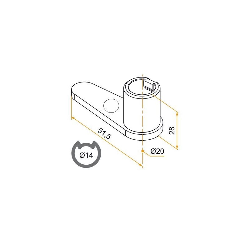 Embout BAS en alu Espagnolette BLANC D 14 BRG800555Volets BattantsTIRARD et BURGAUD