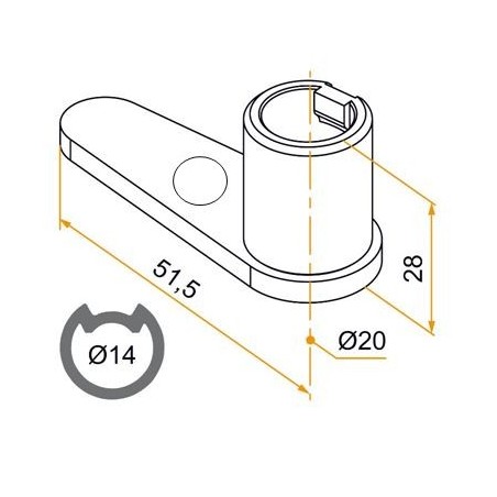 Embout BAS en alu Espagnolette BLANC D 14
