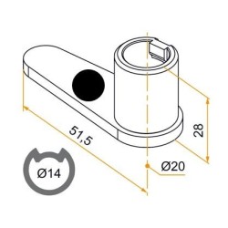 Embout BAS en alu Espagnolette NOIR D 14