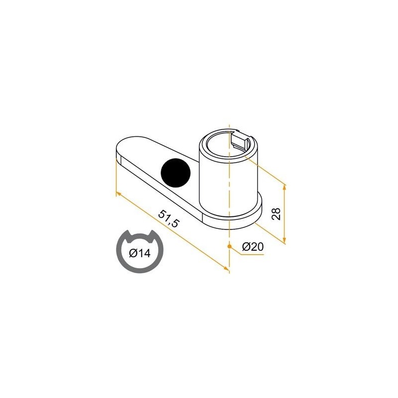 Embout BAS en alu Espagnolette NOIR D 14 BRG900555Volets BattantsTIRARD et BURGAUD