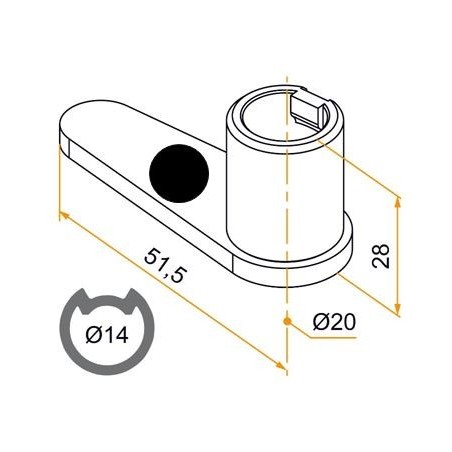 Embout BAS en alu Espagnolette NOIR D 14