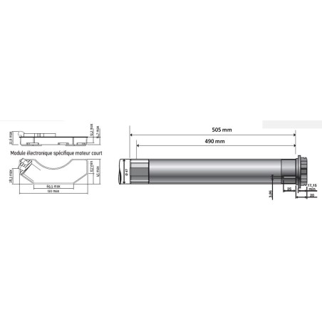 Moteur SOMFY ILMO 50 S WT Court 6/17 Filaire – 6 Nm – Ø45 mm