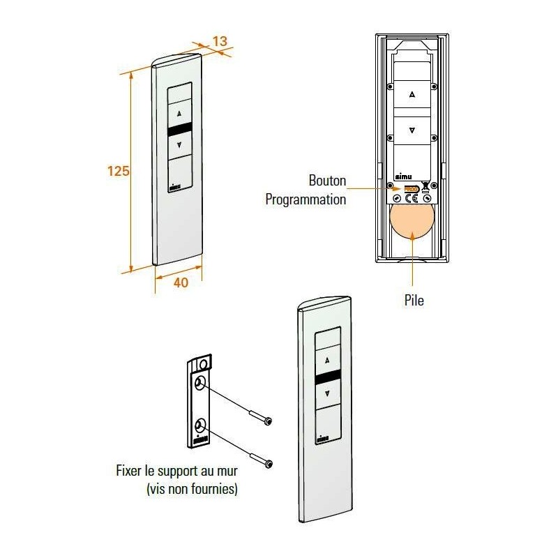 Emetteur Mobile Simu 1 canal 2008799Commandes EHZSIMU