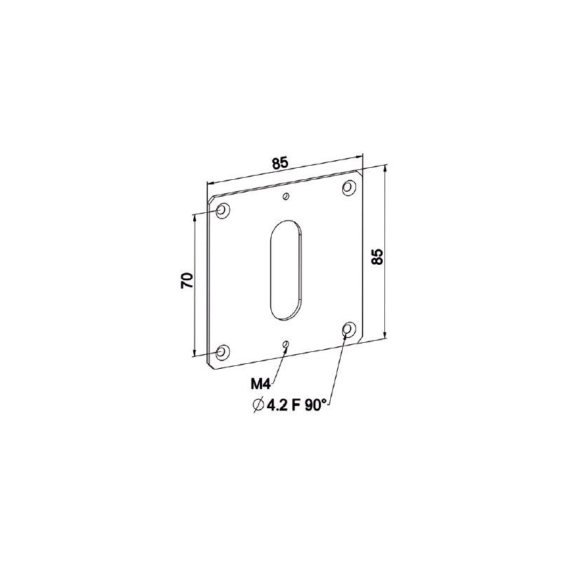 Plaque embase 85x85 -NICKELE D553Manivelles de 14SIMU-ACCESSOIRES