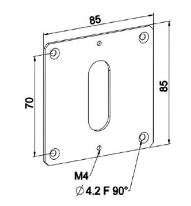 Plaque embase 85x85 -NICKELE D553Manivelles de 14SIMU-ACCESSOIRES