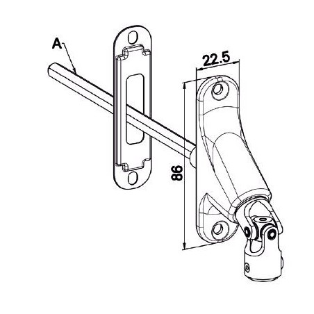 Double cardan 90 ° 22X85-Blanche -6P 7 mm-lgr 580 mm