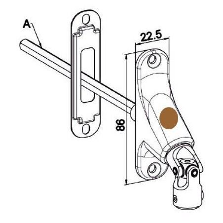 Double cardan 90 ° 22X85-MARRON -6P 7 mm-lgr 580 mm D590NDHéxa 7ZURFLUH-FELLER