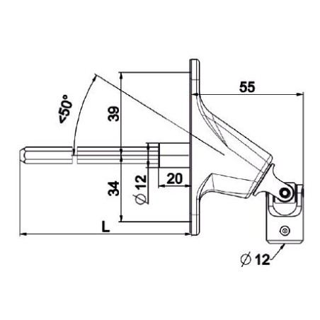 Double cardan 90 ° 22X85-Blanche -Carré de 6 mm