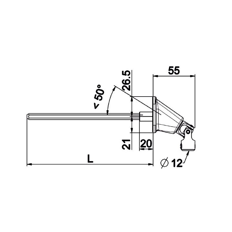 Double cardan 90 ° 80X47-Blanche-6P 7mm-580 mm D591NBHéxa 7ZURFLUH-FELLER