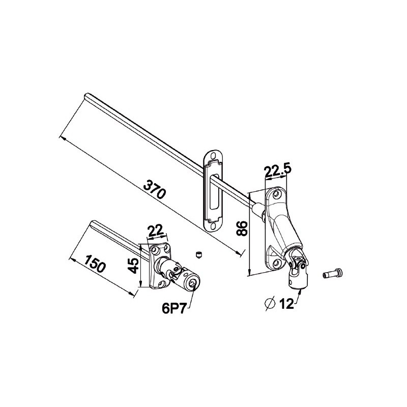 Triple Cardan à déport 25mm-6P 7 mm D593ABHéxa 7ZURFLUH-FELLER