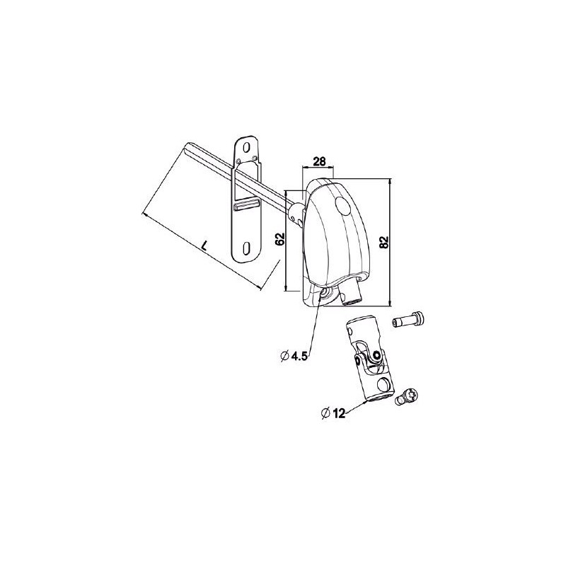Renvoi à 120 °-Embase étroite-28x82-6P 7 mm D601ANGHéxa 7ZURFLUH-FELLER