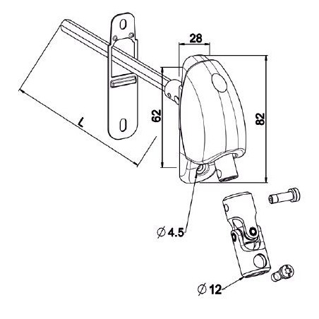 Renvoi à 120 °-Embase étroite-28x82-6P 7 mm