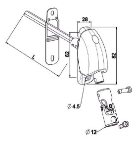 Renvoi à 120 °-Embase étroite-Blanche-28x82-carré de 8 mm D601JNGCarré de 8ZURFLUH-FELLER
