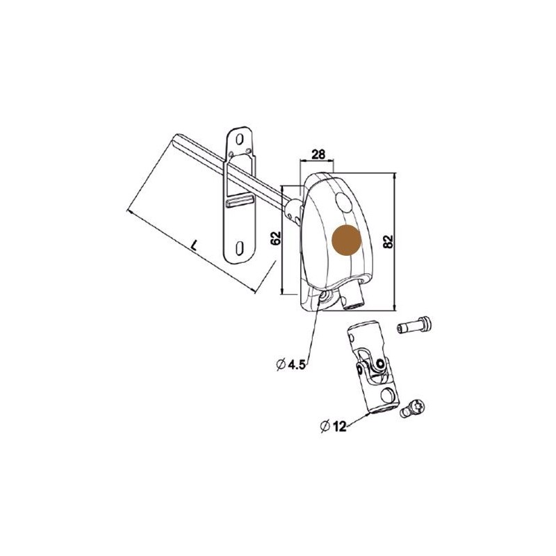 Renvoi à 120 °-Embase étroite-Marron-28x82-6P 7 mm D604ANGHéxa 7ZURFLUH-FELLER