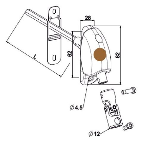 Renvoi à 120 °-Embase étroite-Marron-28x82-6P 7 mm D604ANGHéxa 7ZURFLUH-FELLER