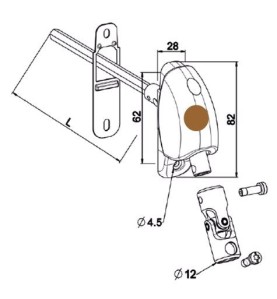 Renvoi à 120 °-Embase étroite-Marron-28x82-6P 7 mm D604ANGHéxa 7ZURFLUH-FELLER