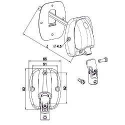 Renvoi à 120 °-Embase large-65x82-Blanche-6P 7 mm