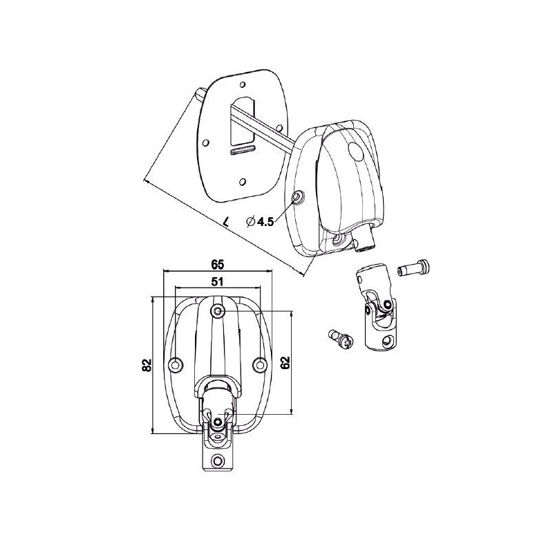 Renvoi à 120 °-Embase large-65x82-Blanche-6P 7 mm D621ANGHéxa 7ZURFLUH-FELLER