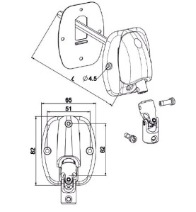 Renvoi à 120 °-Embase large-65x82-Blanche-6P 7 mm D621ANGHéxa 7ZURFLUH-FELLER