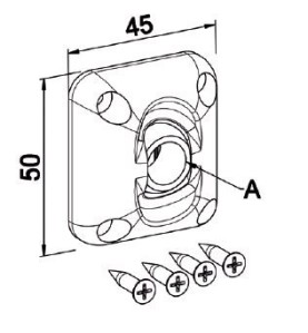 Guide à Rotule 45x45- Blanc -Rond D12 mm D116Manivelles de 12ZURFLUH-FELLER