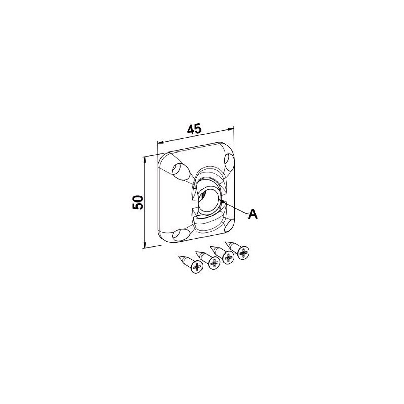 Guide à Rotule 45x45- Blanc -Carré de 8 mm D122Manivelles de 12ZURFLUH-FELLER