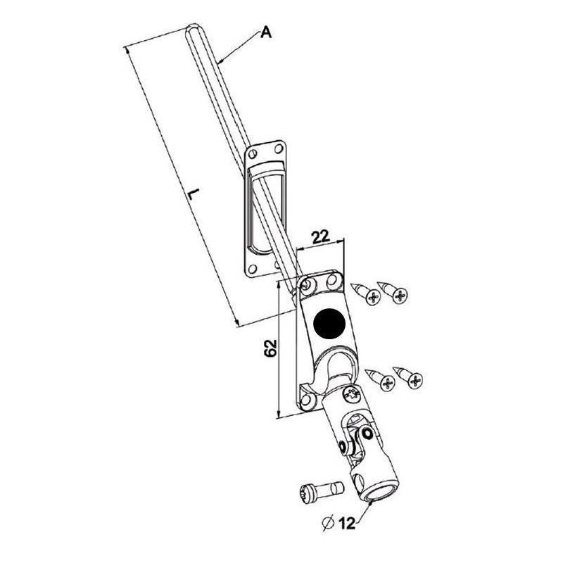 Guide 60° genouillère-NOIR-22x62-6P 7 mm D476BNGHéxa 7ZURFLUH-FELLER