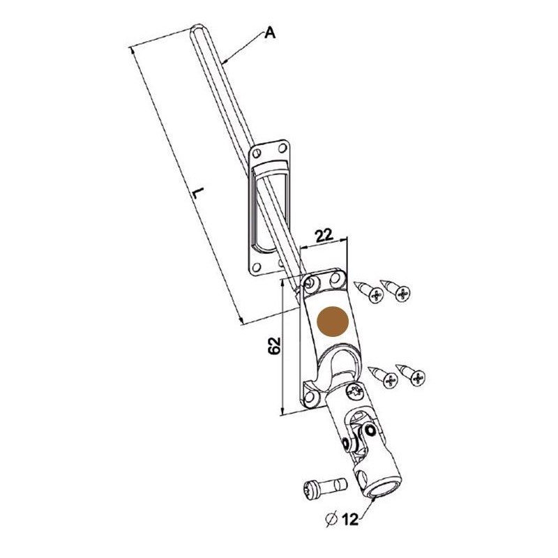 Guide 60° genouillère-MARRON-22x62- Carré de 8 mm D515NGCarré de 8ZURFLUH-FELLER