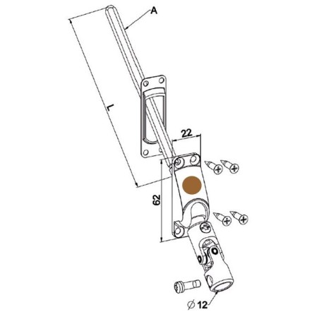 Guide 60° genouillère-MARRON-22x62- Carré de 8 mm D515NGCarré de 8ZURFLUH-FELLER