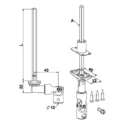 Mini bloc guide Déporté 12 mm-Blanc-Carré de 8 mm