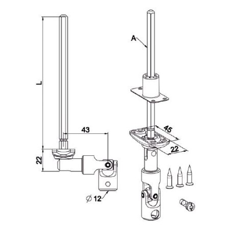 Mini bloc guide Déporté 12 mm-Blanc-Carré de 8 mm